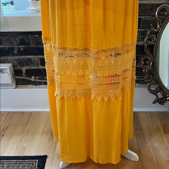 Orange Off-Shoulder Boho Maxi Dress - Picture 3 of 3